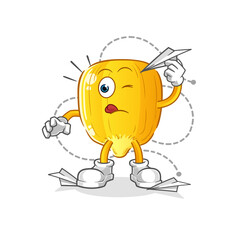 corn kernel with paper plane character. cartoon mascot vector