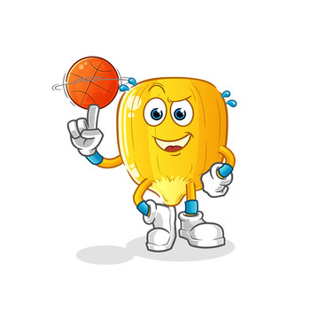corn kernel playing basket ball mascot. cartoon vector