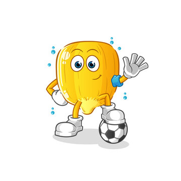 corn kernel playing soccer illustration. character vector