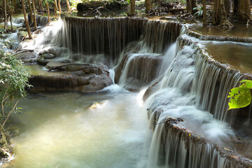 Huay Mae Khamin Waterfall. A beautiful stream waterfall at Srinakarin National Park Kanchanaburi province, Thailand