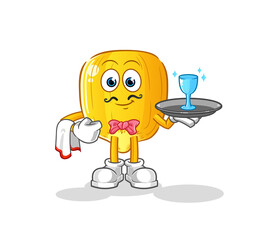 corn kernel waiter cartoon. cartoon mascot vector