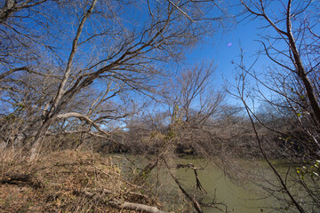 Brownwood Texas, Lake,  Riverside park, walking trial, winter season. 