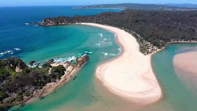 Australia South Coast travel destination - Nelson Lagoon sandy beach in NSW