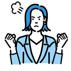 怒っているスーツを着た若い女性
