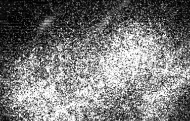 Grunge black and white pattern. Monochrome particles abstract texture. Background of cracks, scuffs, chips, stains, ink spots, lines. Dark design background surface.
