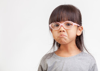 Fototapeta premium portrait of a woman wearing glasses in bad emotion