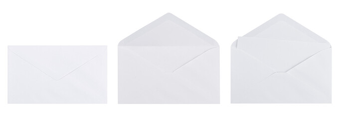 Set of white envelope isolated on white background.