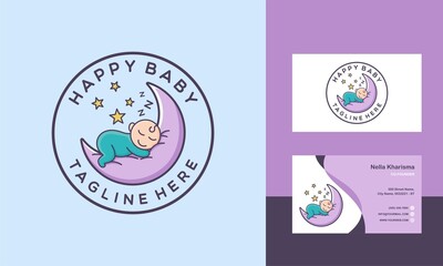 cute baby sleep for babyshop vector icon logo illustration design