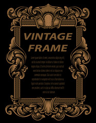 Vintage frames in baroque antique style. engraving retro frames ornament.