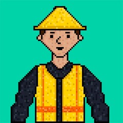 Style design pixel fire Craftsman illustration
