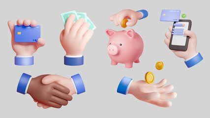 3d businessman hand gestures