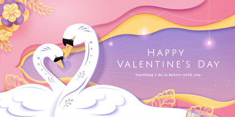 Valentine's Day swan banner