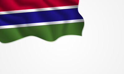 Gambia flag waving illustration with copy space on isolated background