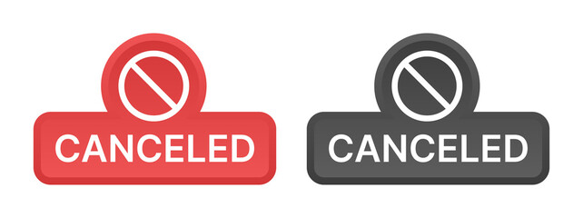 Canceled icon. Forbidden icon with canceled word label design. 