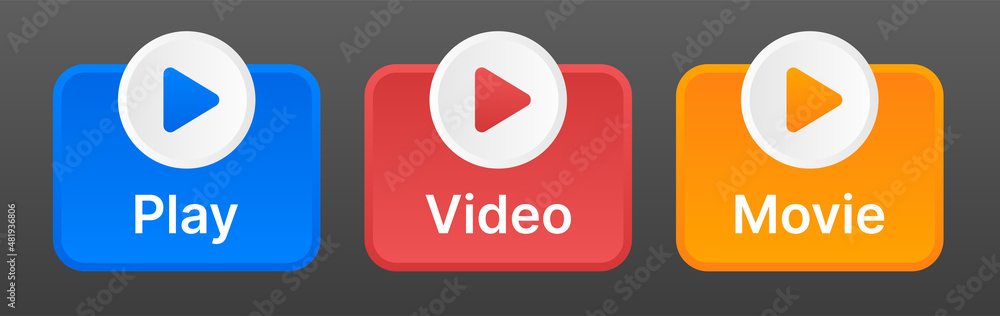 Aufkleber button of play video movie icon vector. video audio player.