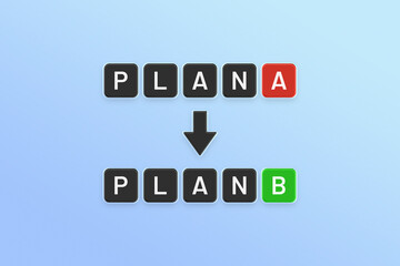 Plan A to Plan B text sign on blue background.