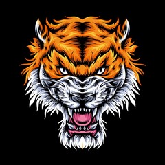 scary tiger face vector illustration