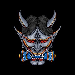 scary japanese mask vector illustration