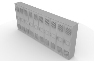 lockers white primary secondary school in a row image 3d illustration