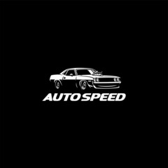 muscle car auto concept logo vector in black background