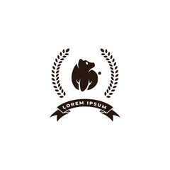 grizzly bear with wheat logo concept. Vector illustration