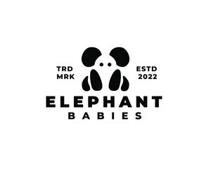 abstract negative space elephant baby logo concept vector illustration