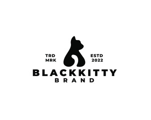 abstract silhouette black cat logo concept. Vector illustration