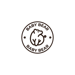 monoline baby bear stamp logo concept. Vector illustration
