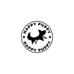 happy playing puppy dog stamp logo. Vector illustration