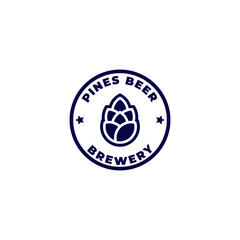 pinecone beer brewery stamp logo concept. Vector illustration