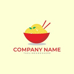 Chinese food bowl logo icon vector. Ramen noodle logo design template.