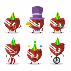 Cartoon character of red love gift box with various circus shows