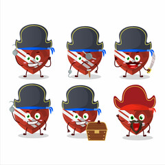 Cartoon character of red love gift box with various pirates emoticons