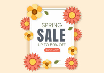 Spring Sale Blossom Flowers Background Natural Template Vector Illustration with Season Plant Suitable for Greeting Card, Invitation or Poster