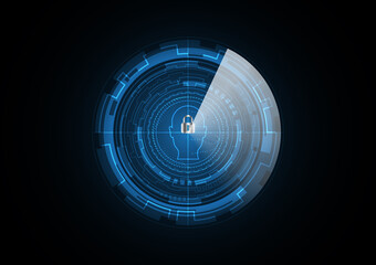 Technology abstract future lock human head radar security circle background vector illustration
