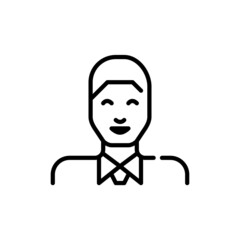 Professional young man in a shirt with a tie. Line art, editable stroke pixel perfect profile picture icon.