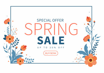Spring Sale Blossom Flowers Background Natural Template Vector Illustration with Season Plant Suitable for Greeting Card, Invitation or Poster