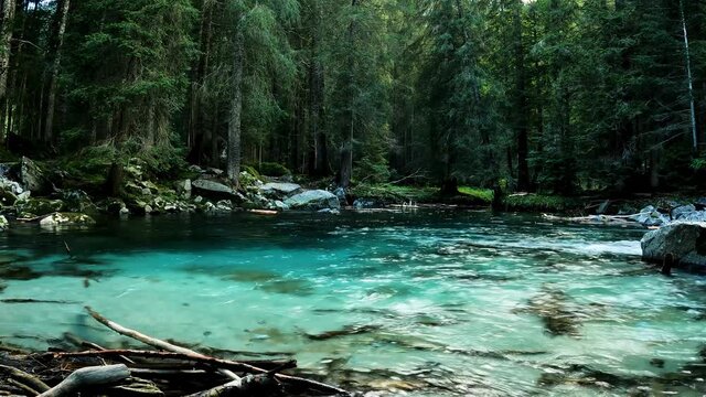 Alpine Landscape of a Lake with Turquoise Water in the Dolomites