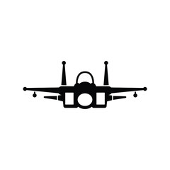 Fighter aircraft icon vector isolated on white, sign and symbol illustration.