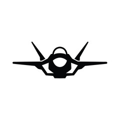 Fighter aircraft icon vector isolated on white, sign and symbol illustration.