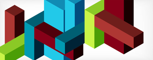 Obraz premium Abstract background. 3d cubes, cubic elements and blocks. Techno or business concept for wallpaper, banner, background, landing page