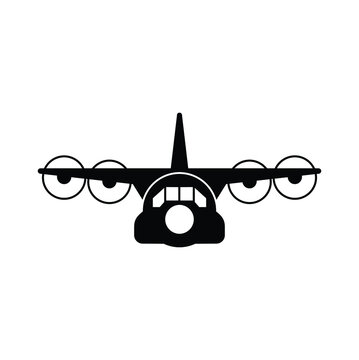 Military transportation plane icon vector isolated on white, sign and symbol illustration.