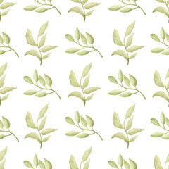 Watercolor leaf seamless pattern