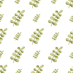 Watercolor leaf seamless pattern