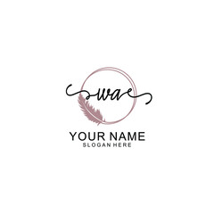 Initial WA beauty monogram and elegant logo design  handwriting logo of initial signature