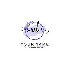 Initial WB beauty monogram and elegant logo design  handwriting logo of initial signature