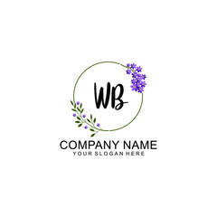 WB Initial handwriting logo vector. Hand lettering for designs
