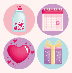four happy valentines items