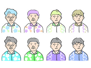 沖縄のかりゆしウェアを着た男性　イラスト素材