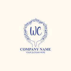 WC initial hand drawn wedding monogram logos